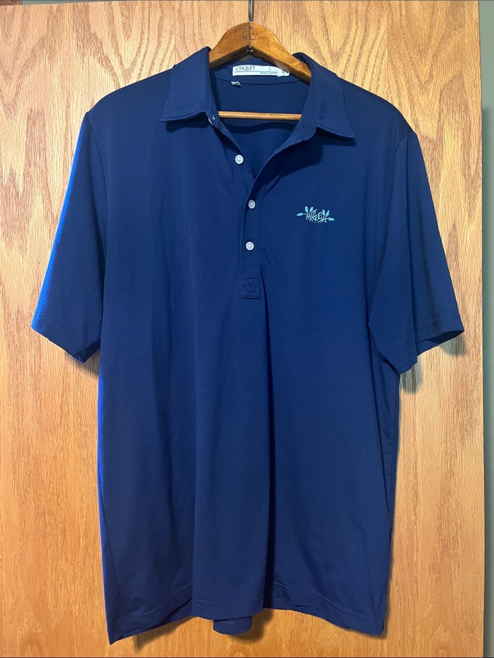 Criquet Navy Polo with Light Blue Chest Embroidery